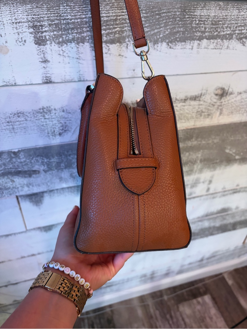Kate Spade New York Cognac Pebbled Leather Satchel Crossbody Purse 👜 - Picture 7 of 14